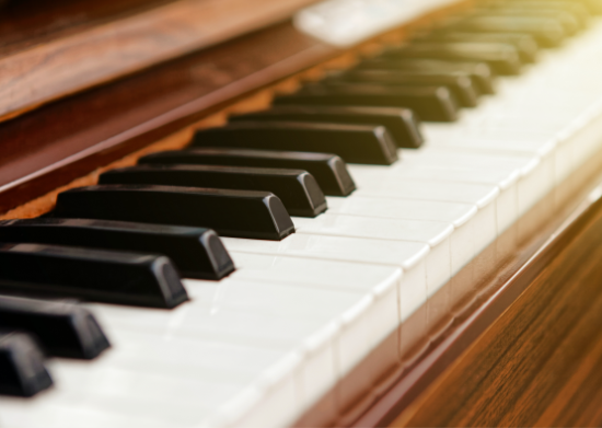 A closeup of piano keys